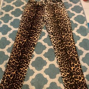 Leopard Print Slim Pants - Brown & Black